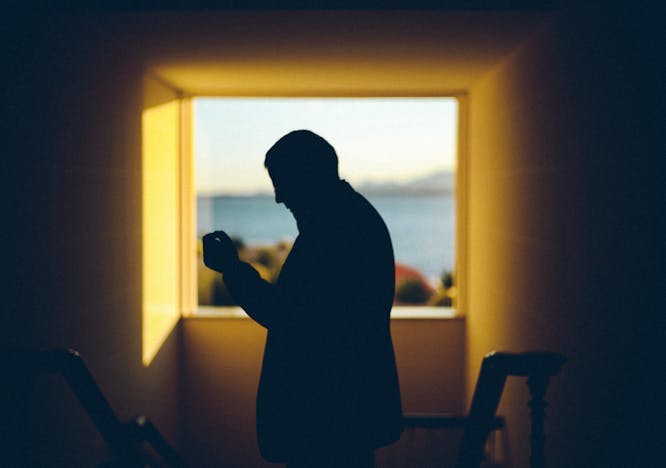 silhouette person human window
