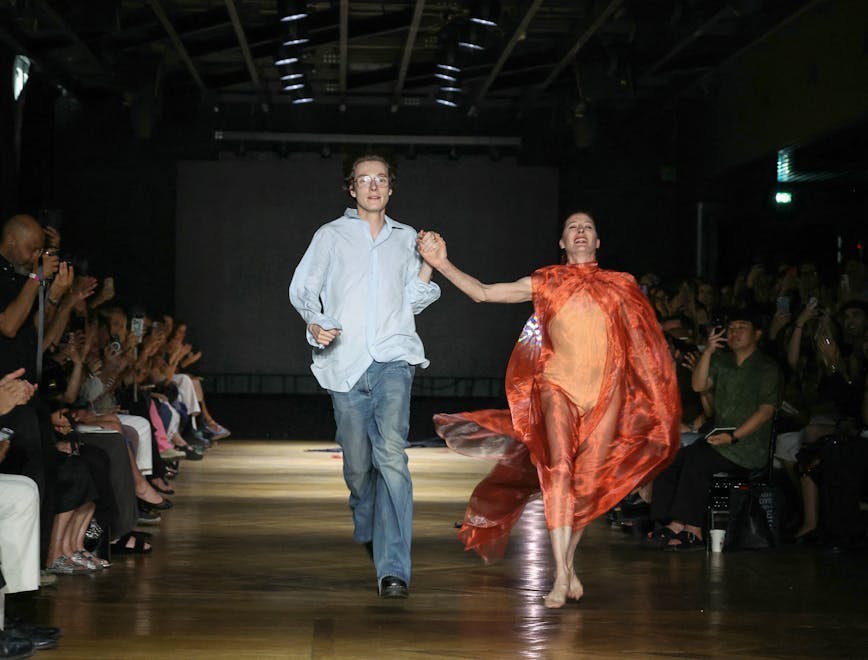 autumn fashion collection fashion luxury paris horizontal adult female person woman dress male man dancing formal wear