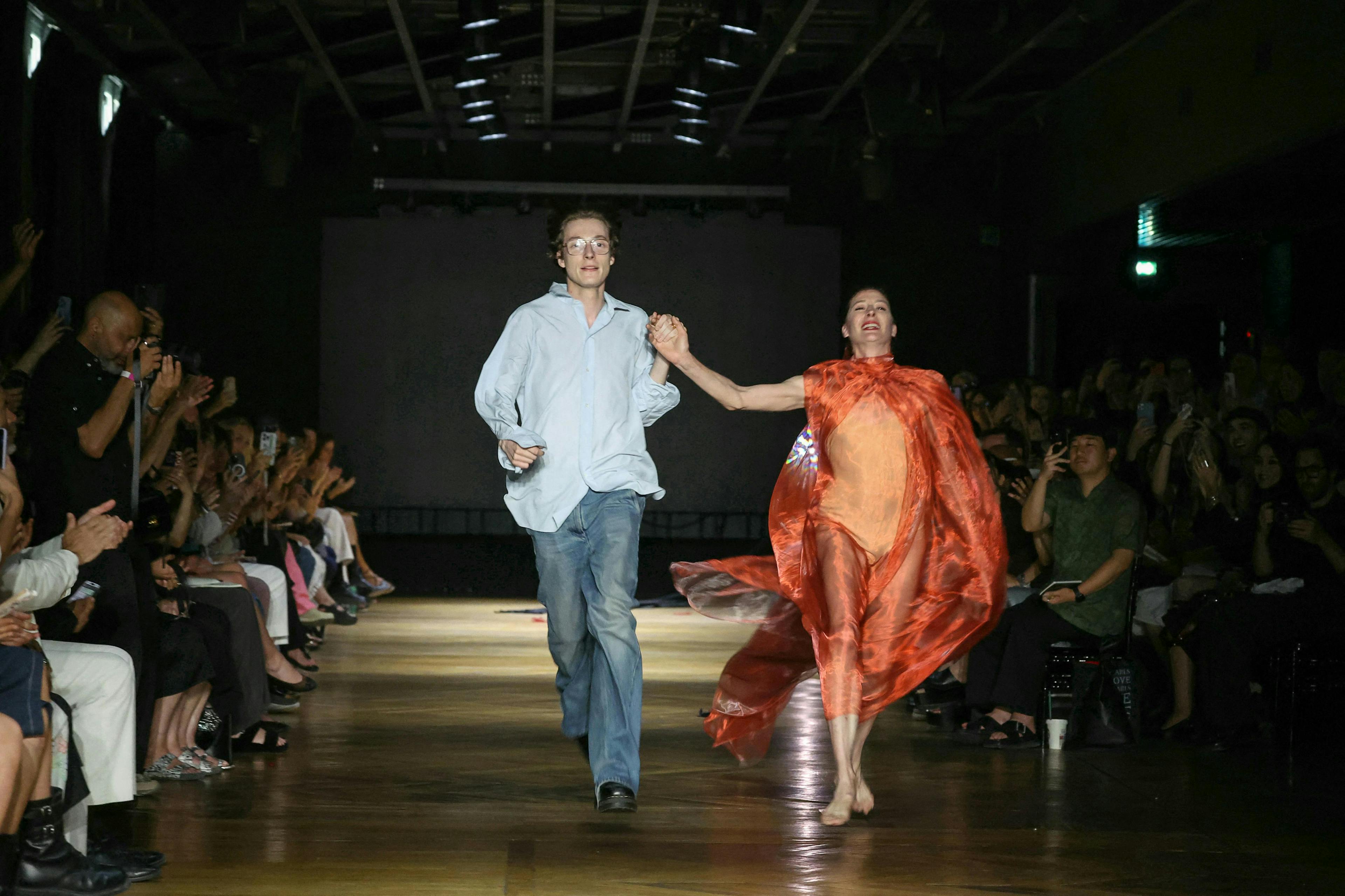 autumn fashion collection fashion luxury paris horizontal adult female person woman dress male man dancing formal wear